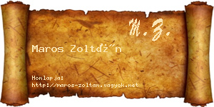 Maros Zoltán névjegykártya